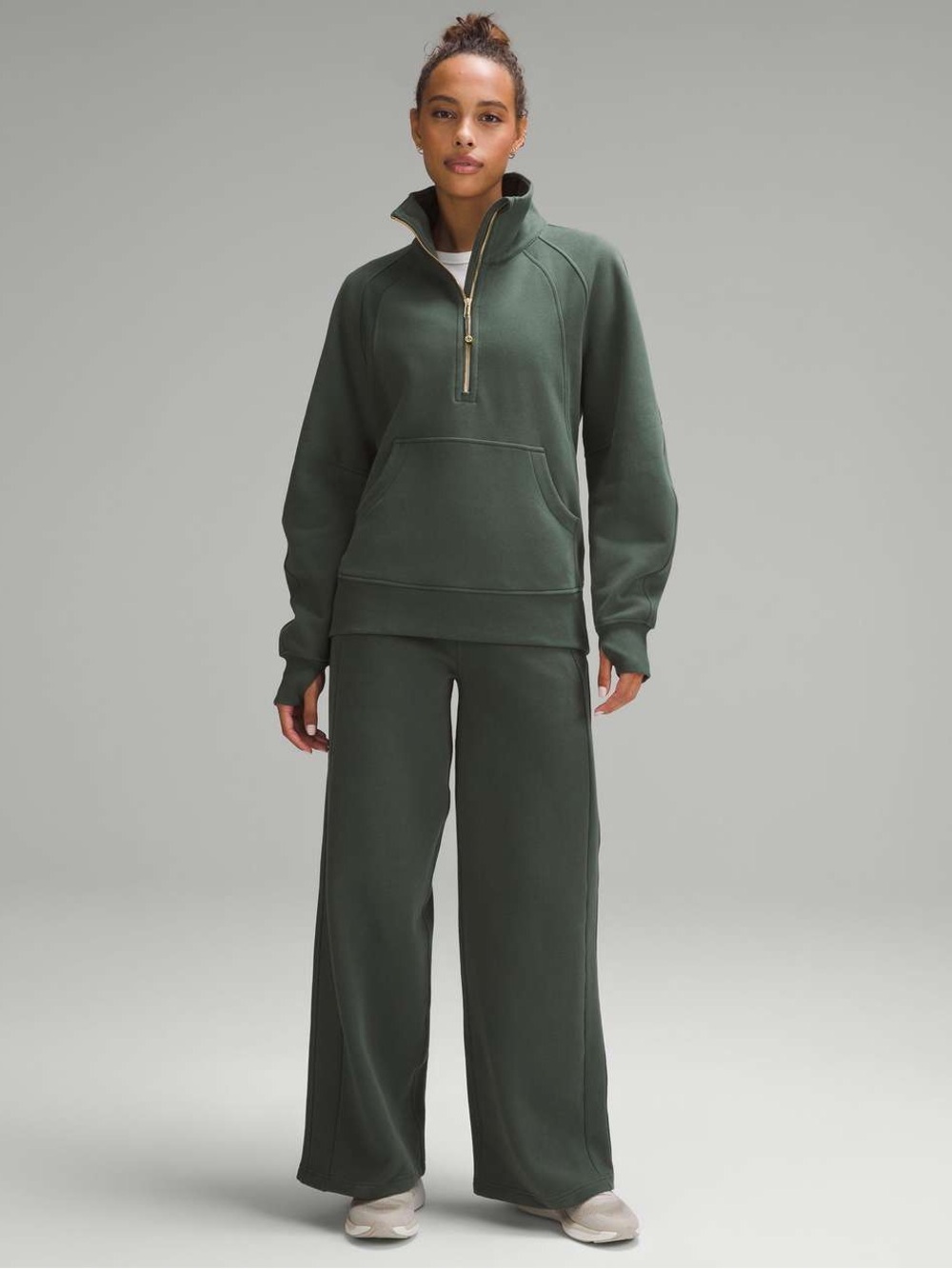 Lululemon Scuba Oversized Funnel Neck Half Zip Long Dark Forest XS/S - Picture 2 of 6